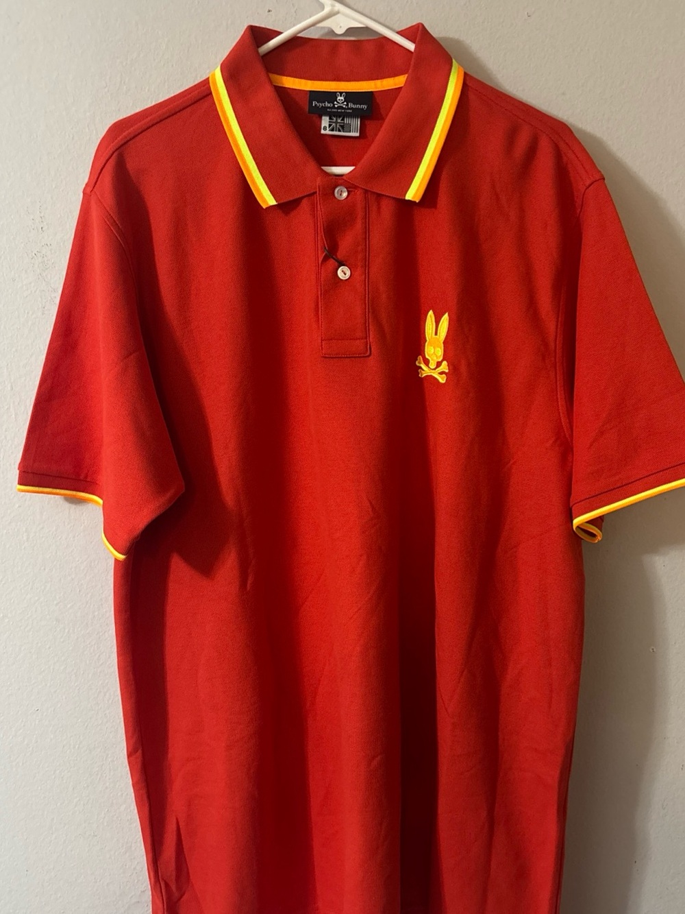 NWT 100% Authentic Psycho Bunny Men Polo Style Shirt Red/Orange Sz XXL